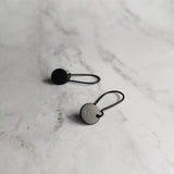 Black Disk Earrings - matte black earring, small disk earring, black leverback, all black earring, circle charm earring, small round disk - Constant Baubling