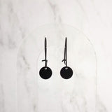 Black Disk Earrings - matte black earring, small disk earring, black leverback, all black earring, circle charm earring, small round disk - Constant Baubling