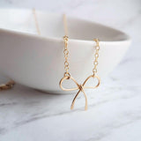 Gold Bow Necklace - 14K gold filled necklace, small bow necklace, bow pendant, wire bow necklace, little bow necklace, bow charm, simple bow - Constant Baubling