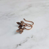Small Copper Earrings - maple leaf - little tiny micro mini antique finish leaves - minimalist aged dangle charm - rustic tree autumn child - Constant Baubling