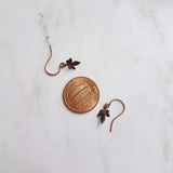 Small Copper Earrings - maple leaf - little tiny micro mini antique finish leaves - minimalist aged dangle charm - rustic tree autumn child - Constant Baubling