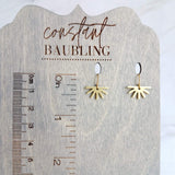 Little Gold Sunshine Earrings, sun ray earring, sun earring, small sun earring, gold gear earring, half sun earring, sunny day earring - Constant Baubling