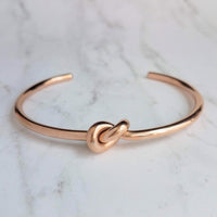 Rose Gold Knot Bracelet, tie the knot bracelet, bridesmaid bracelet, pretzel knot, knot cuff, gold cuff bracelet, thin cuff, oval bangle - Constant Baubling