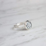 Dalmatian Ring, silver ring, black white ring, black dot ring, black spots ring, pony ring, cow ring, 6 7 8 9, polka dot ring, leopard ring - Constant Baubling