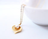 Gold Calla Lily Necklace - small gold lily pendant, creame white freshwater pearl, bridal necklace, bridesmaid jewelry, lily charm, lilly - Constant Baubling