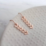 Long Rose Gold Earrings, v shaped earrings, rose gold arrow earrings, chevron earrings, arrows earrings, long flexible earrings, pink gold - Constant Baubling