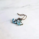 Tiny Anchor Earrings, rustic anchor earring, patina anchor earring, anchor dangle, verdigris patina earring, blue green bronze rust, small - Constant Baubling