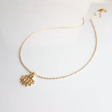 Gold Semicircle Necklace, ethnic charm necklace, gold half circle necklace, small gold pendant delicate gold chain, little dainty matte gold - Constant Baubling