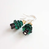 Christmas Earrings, Christmas tree earring, Xmas earring, holiday earrings, emerald green tree, crystal Christmas tree, gold gifts under 25 - Constant Baubling