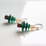 Christmas Earrings, Christmas tree earring, Xmas earring, holiday earrings, emerald green tree, crystal Christmas tree, gold gifts under 25 - Constant Baubling