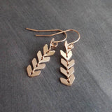 Long Rose Gold Earrings, v shaped earrings, rose gold arrow earrings, chevron earrings, arrows earrings, long flexible earrings, pink gold - Constant Baubling