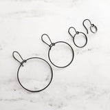 Black Hoop Earrings, black circle earring, black hoop earring, black open circle earring, black ring earring, thin black circle earring - Constant Baubling