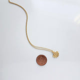 Gold Semicircle Necklace, ethnic charm necklace, gold half circle necklace, small gold pendant delicate gold chain, little dainty matte gold - Constant Baubling