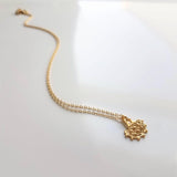 Gold Semicircle Necklace, ethnic charm necklace, gold half circle necklace, small gold pendant delicate gold chain, little dainty matte gold - Constant Baubling