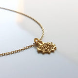 Gold Semicircle Necklace, ethnic charm necklace, gold half circle necklace, small gold pendant delicate gold chain, little dainty matte gold - Constant Baubling