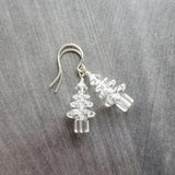 Christmas Earrings, Christmas tree earring, Xmas tree earring, clear tree earring, clear crystal earring, glam earring, gold gifts under 25 - Constant Baubling