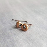 Copper Nugget Earrings, aged copper earring, antique copper earring, small copper dangle, little antique copper earring, tiny chunky copper - Constant Baubling