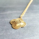 Gold Clover Pendant Necklace, large clover necklace, lucky necklace, 4 leaf clover, 4 lobe pendant ornate necklace St Patrick's Day necklace - Constant Baubling