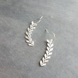 Long Silver Earrings, v shaped earrings, silver arrow earrings, chevron earrings, herringbone earrings, flexible earrings fish bone earrings - Constant Baubling
