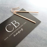 Rose Gold Stick Earrings, long thin bar earring, line earring, rose gold bar earring, long thin cylinder earring, long tube earring, modern - Constant Baubling