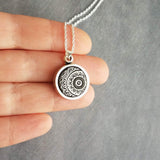 Mandala Necklace, black white pendant necklace, yoga pendant, silver mandala necklace, silver chain round pendant necklace filigree necklace - Constant Baubling
