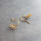 Gold Sun Ray Earrings, sun earrings, sunshine earrings, little sun earrings, tiny sun earrings, gold spike earrings, minimalist small spike - Constant Baubling