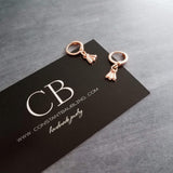Rose Gold Drop Earrings, little teardrop earring, rose gold tear drop earring, 3 drop earring, dainty rose gold, small rose gold huggie hoop - Constant Baubling