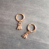 Rose Gold Drop Earrings, little teardrop earring, rose gold tear drop earring, 3 drop earring, dainty rose gold, small rose gold huggie hoop - Constant Baubling