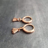 Rose Gold Drop Earrings, little teardrop earring, rose gold tear drop earring, 3 drop earring, dainty rose gold, small rose gold huggie hoop - Constant Baubling