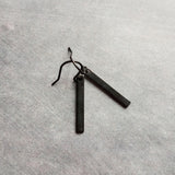 Short Black Bar Earrings, 1.3 inch small earring, minimalist, narrow black earring, thin earring, matte black earrings, flat rectangle - Constant Baubling