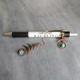 Copper Boho Earrings, antique copper earrings, long copper earrings, hammered copper earrings, turquoise stone dangle, aged rust Bohemian - Constant Baubling