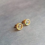 Gold Stud Earrings, confetti stud earrings, confetti earrings, tiny stud earrings, glitter studs small glitter earring, gold stainless steel - Constant Baubling