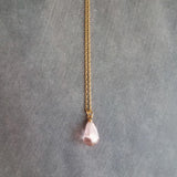 Pink Pomegranate Necklace, small light pink pendant, thin delicate chain, seed fruit necklace, fertility necklace, pomegranate seed charm - Constant Baubling