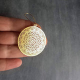 Gold Dreamcatcher Earrings, gold spiderweb earrings, spider web earring, dream catcher earring, gold filigree earrings, intricate cut out - Constant Baubling