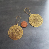 Gold Dreamcatcher Earrings, gold spiderweb earrings, spider web earring, dream catcher earring, gold filigree earrings, intricate cut out - Constant Baubling