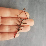 Copper Fishbone Earrings, antique copper chandelier, long copper earrings, 3 inch, hammered copper earrings, fish bone earring, statement - Constant Baubling