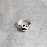 Evil Eye Ring, rhodium plated .925 sterling silver ring, black white gemstone ring, dzi agate ring, spinning spinner ring round stone fidgit - Constant Baubling