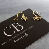 Gold Sun Ray Earrings, sun earrings, sunshine earrings, little sun earrings, tiny sun earrings, gold spike earrings, minimalist small spike - Constant Baubling