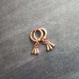 Rose Gold Drop Earrings, little teardrop earring, rose gold tear drop earring, 3 drop earring, dainty rose gold, small rose gold huggie hoop - Constant Baubling