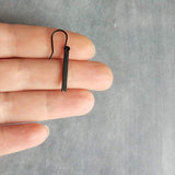 Short Black Bar Earrings, 1.3 inch small earring, minimalist, narrow black earring, thin earring, matte black earrings, flat rectangle - Constant Baubling