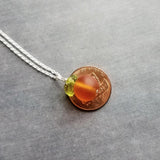 Orange Necklace, orange fruit pendant, fruit necklace, citrus fruit jewelry, silver orange necklace, small orange pendant glass orange charm - Constant Baubling