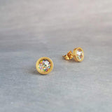 Gold Stud Earrings, confetti stud earrings, confetti earrings, tiny stud earrings, glitter studs small glitter earring, gold stainless steel - Constant Baubling