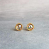 Gold Stud Earrings, confetti stud earrings, confetti earrings, tiny stud earrings, glitter studs small glitter earring, gold stainless steel - Constant Baubling