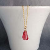 Red Pomegranate Seed Necklace, small light red pendant, thin delicate chain, seed fruit necklace, fertility necklace, pomegranate seed charm - Constant Baubling