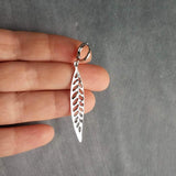 Thin Silver Leaf Earrings, long narrow leaf earrings, filigree leaves earring, long silver leaf earring, cut out leaf earring, huggie hoops - Constant Baubling