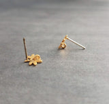 Matte Silver Branch Earrings, small silver stud earrings, tiny branch earring, leaf stud, sterling silver post, tree earrings, branch studs - Constant Baubling