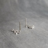 Matte Silver Branch Earrings, small silver stud earrings, tiny branch earring, leaf stud, sterling silver post, tree earrings, branch studs - Constant Baubling