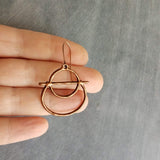 Copper Circle Earrings, oxidized copper earrings, rustic earrings, antique copper earrings, copper boho earring, lightweight copper earrings - Constant Baubling