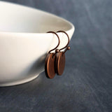 Copper Disk Earrings, round copper dangle earring, antique copper earring, small flat disk earring, lightweight copper earring, aged copper - Constant Baubling