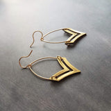Gold Arrow Earrings, chevron earring, gold chevron, arrow dangle, chevron dangle earring, brass spear earring, 2" earring gold spear earring - Constant Baubling